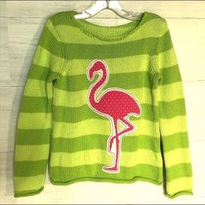 Garnet Hill Striped Flamingo Sweater Size 7